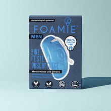 Laden Sie das Bild in den Galerie-Viewer, Foamie 3 in 1 Feste Duschpflege für Männer mit Wasserminze
